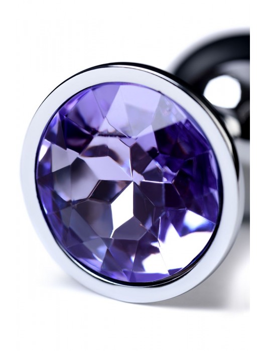 Серебристая конусовидная анальная пробка с фиолетовым кристаллом - 7 см. - ToyFa - купить с доставкой в Севастополе