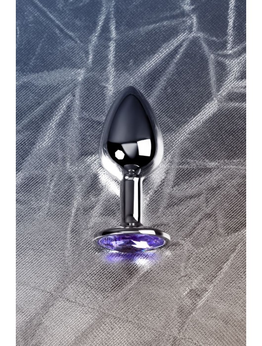 Серебристая конусовидная анальная пробка с фиолетовым кристаллом - 7 см. - ToyFa - купить с доставкой в Севастополе