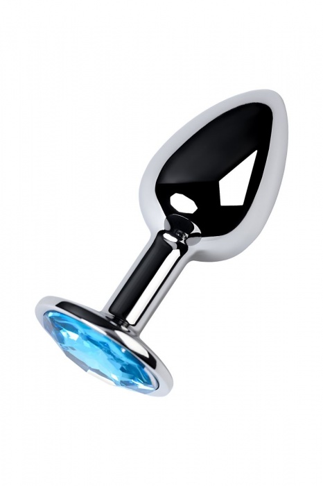 Серебристая конусовидная анальная пробка с голубым кристаллом - 7 см. - ToyFa - купить с доставкой в Севастополе