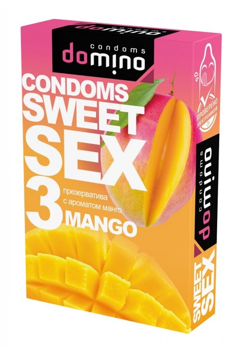 Презервативы для орального секса DOMINO Sweet Sex с ароматом манго - 3 шт. - Domino - купить с доставкой в Севастополе