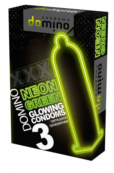 Презервативы DOMINO Neon Green со светящимся в темноте кончиком - 3 шт. - Domino - купить с доставкой в Севастополе