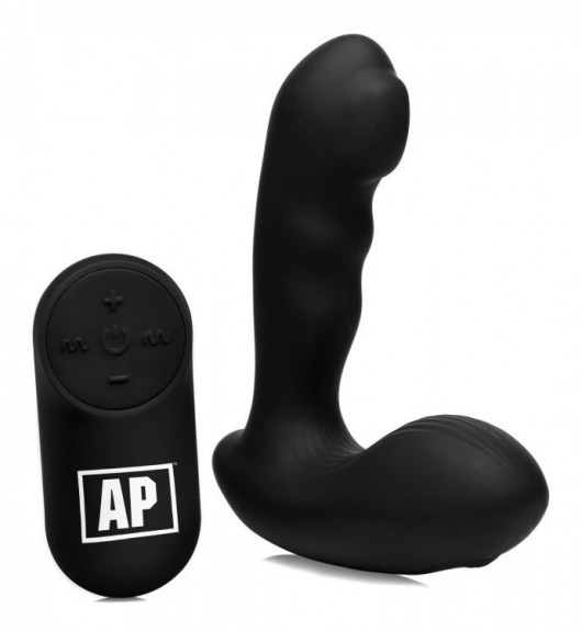 Черный стимулятор простаты Alpha-Pro 7X P-Milker Silicone Prostate Stimulator with Milking Bead - XR Brands - в Севастополе купить с доставкой