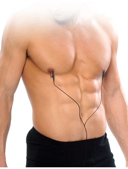 Черные электрические зажимы для сосков Shock Therapy Nipple Clamps - Pipedream - купить с доставкой в Севастополе