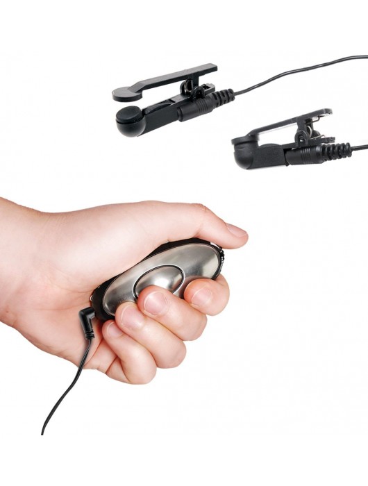 Черные электрические зажимы для сосков Shock Therapy Nipple Clamps - Pipedream - купить с доставкой в Севастополе