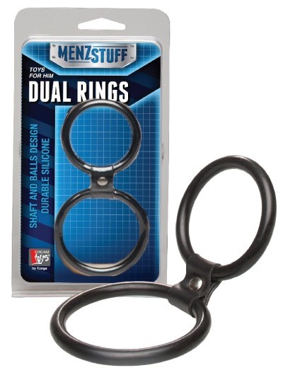 Чёрное двойное эрекционное кольцо Dual Rings Black - Dream Toys - в Севастополе купить с доставкой