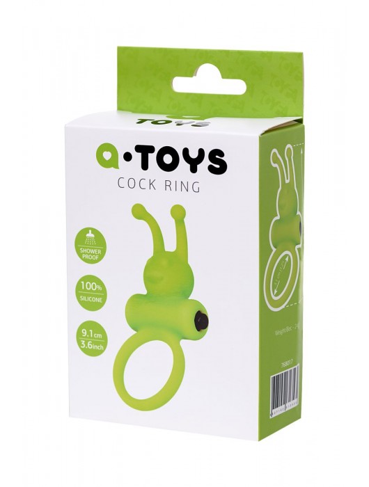 Зеленое эрекционное виброкольцо на пенис Cock Ring - A-toys - в Севастополе купить с доставкой