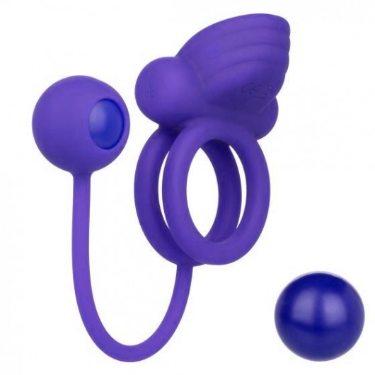 Фиолетовое эрекционное кольцо с утяжелителем Silicone Rechargeable Dual Rockin Rim Enhancer - California Exotic Novelties - в Севастополе купить с доставкой