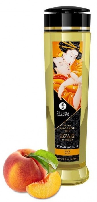 Массажное масло для тела с ароматом персика Stimulation - 240 мл. - Shunga - купить с доставкой в Севастополе