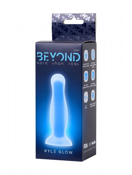 Голубая, светящаяся в темноте анальная втулка Kyle Glow - 10 см. - ToyFa