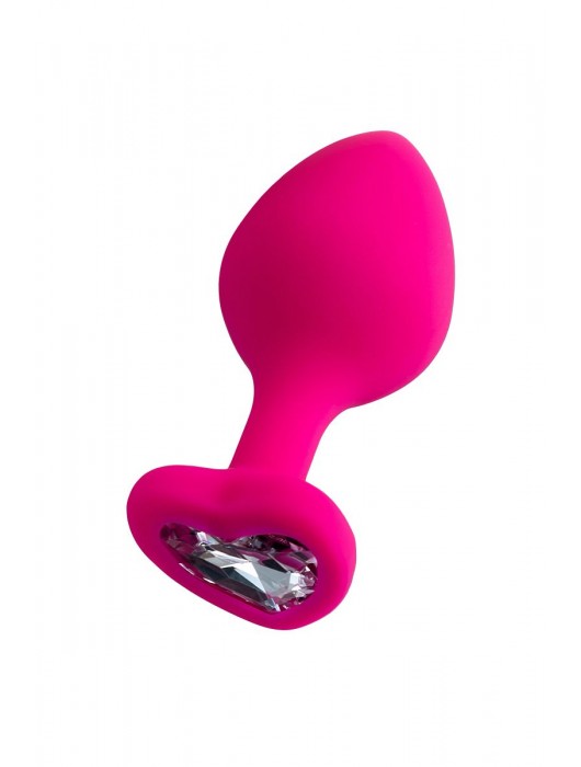 Розовая анальная втулка Diamond Heart с прозрачным кристаллом - 8 см. - ToyFa - купить с доставкой в Севастополе