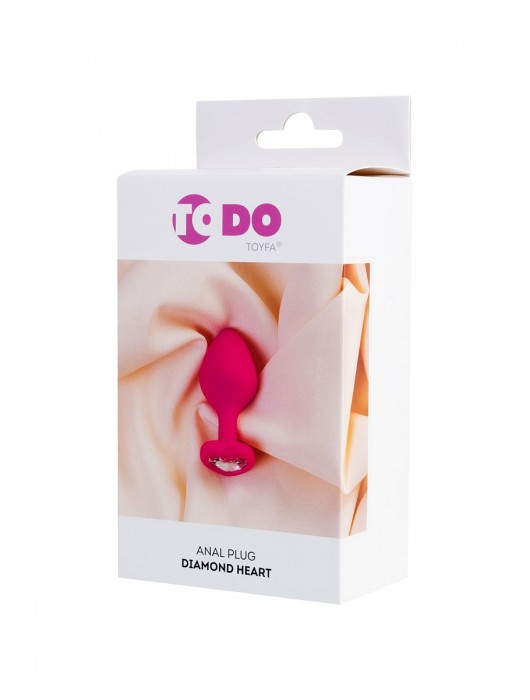 Розовая анальная втулка Diamond Heart с прозрачным кристаллом - 8 см. - ToyFa - купить с доставкой в Севастополе