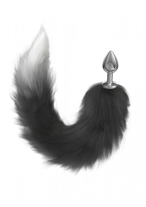 Серебристая анальная пробка с черным хвостом Galaxy - Lola Games - купить с доставкой в Севастополе