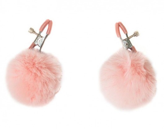 Зажимы на соски Angelic с розовыми меховыми шариками - Lola Games - купить с доставкой в Севастополе