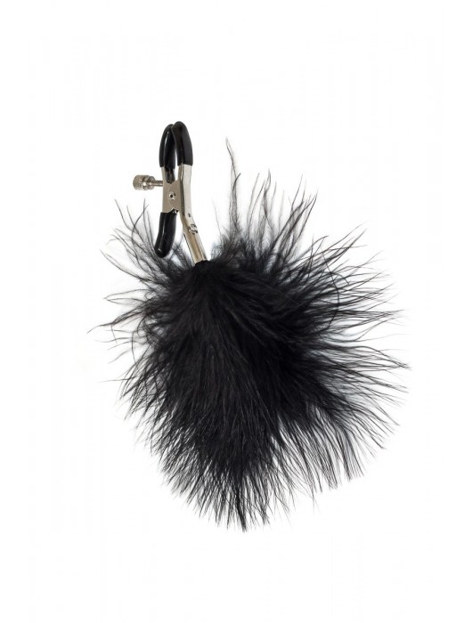 Зажимы на соски с черным пухом Euphoric - Lola Games - купить с доставкой в Севастополе