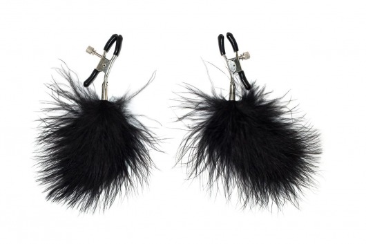 Зажимы на соски с черным пухом Euphoric - Lola Games - купить с доставкой в Севастополе