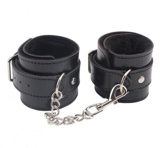 Черные оковы на ноги Obey Me Leather Ankle Cuffs - Chisa - купить с доставкой в Севастополе