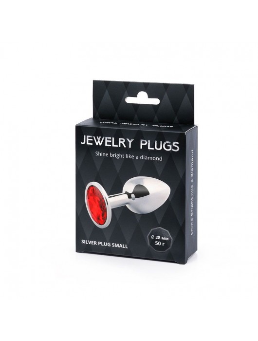 Серебристая анальная пробка с красным стразом - 7,2 см. - Anal Jewelry Plug - купить с доставкой в Севастополе