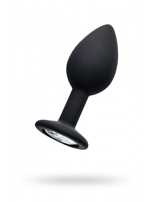 Черная анальная втулка с прозрачным стразом - 7,2 см. - POPO Pleasure - купить с доставкой в Севастополе