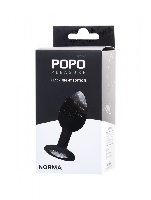 Черная анальная втулка с прозрачным стразом - 7,2 см. - POPO Pleasure - купить с доставкой в Севастополе