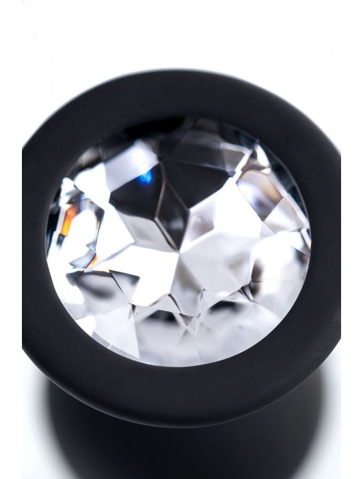 Черная анальная втулка с прозрачным стразом - 7,2 см. - POPO Pleasure - купить с доставкой в Севастополе