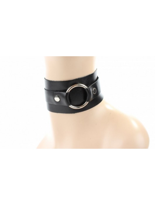Классический широкий чокер с кольцом - БДСМ Арсенал - купить с доставкой в Севастополе
