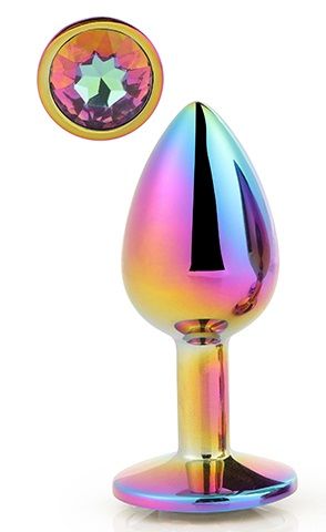Голографическая анальная втулка с радужным кристаллом - 7,1 см. - Dream Toys - купить с доставкой в Севастополе