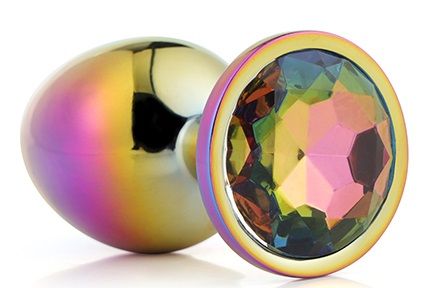 Голографическая анальная втулка с радужным кристаллом - 7,1 см. - Dream Toys - купить с доставкой в Севастополе
