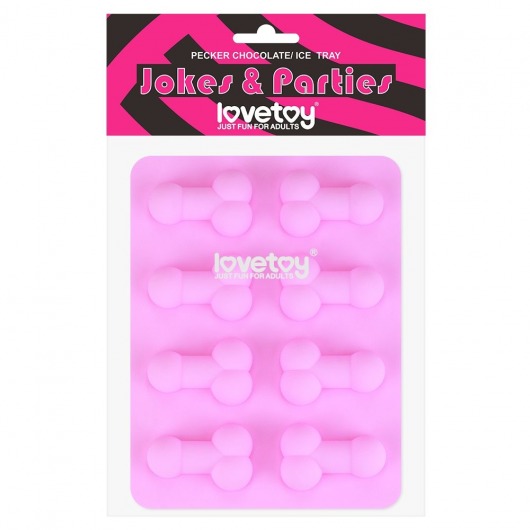 Розовая формочка для льда и шоколада Pecker Chocolate/Ice Tray - Lovetoy - купить с доставкой в Севастополе