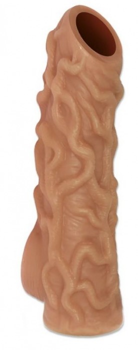 Телесная насадка с венками и открытой головкой Nude Sleeve M - 12 см. - KOKOS - в Севастополе купить с доставкой