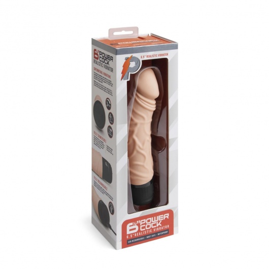 Телесный вибратор-реалистик 6.5  Girthy Realistic Vibrator - 19 см. - PowerCocks