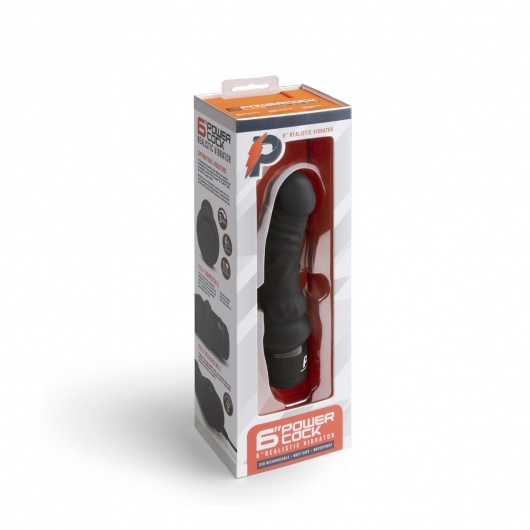 Черный вибратор-реалистик 6  Realistic Vibrator - 17 см. - PowerCocks