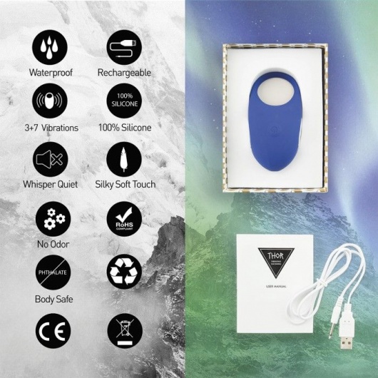 Синее кольцо с вибрацией Thor Cockring - FeelzToys - в Севастополе купить с доставкой