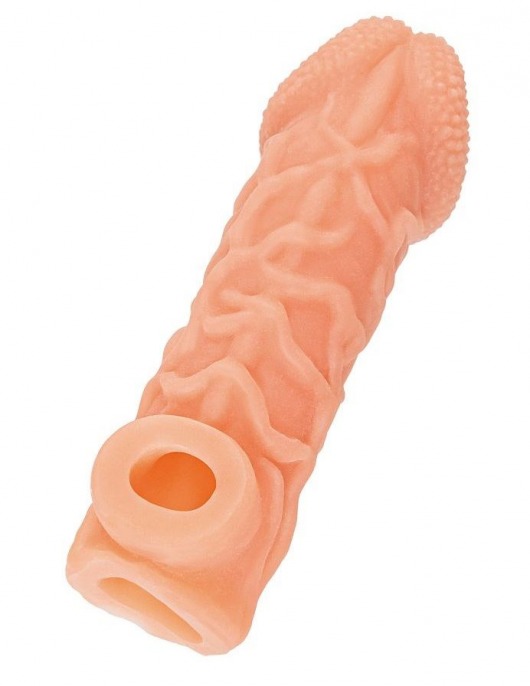 Телесная закрытая насадка с венками Cock Sleeve Size S - 13,8 см. - KOKOS - в Севастополе купить с доставкой