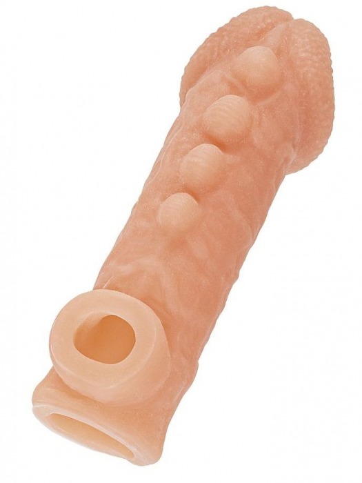 Телесная закрытая насадка с шишечками Cock Sleeve Size S - 13,8 см. - KOKOS - в Севастополе купить с доставкой