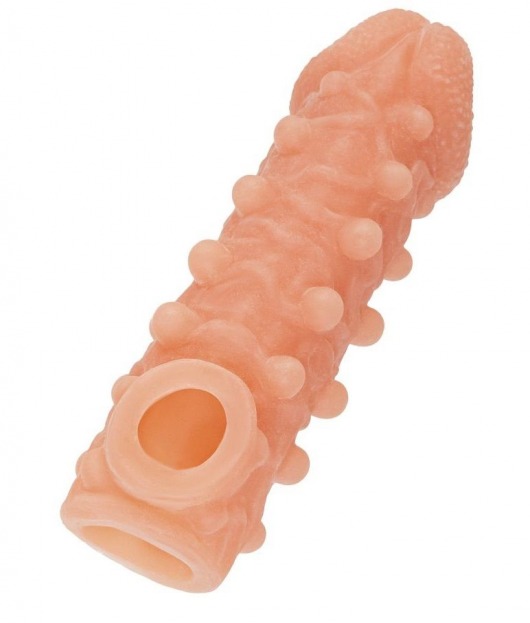 Телесная закрытая насадка с шариками Cock Sleeve Size S - 13,8 см. - KOKOS - в Севастополе купить с доставкой