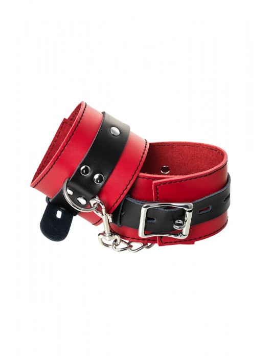 Красно-черные оковы на ноги из кожи - ToyFa - купить с доставкой в Севастополе