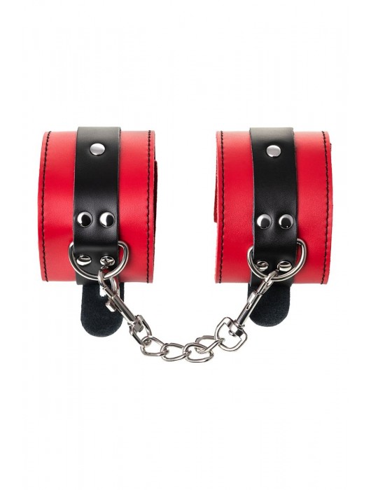 Красно-черные оковы на ноги из кожи - ToyFa - купить с доставкой в Севастополе