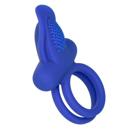 Синее перезаряжаемое эрекционное кольцо Silicone Rechargeable Dual Pleaser Enhancer - California Exotic Novelties - в Севастополе купить с доставкой