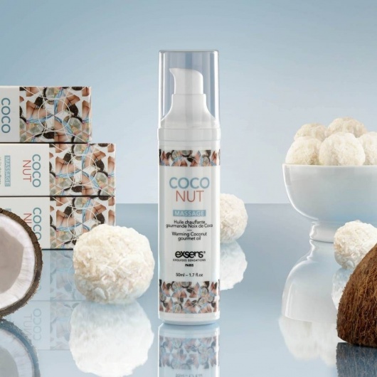 Разогревающее массажное масло с ароматом кокоса Gourmet Coconut - 50 мл. - Exsens - купить с доставкой в Севастополе
