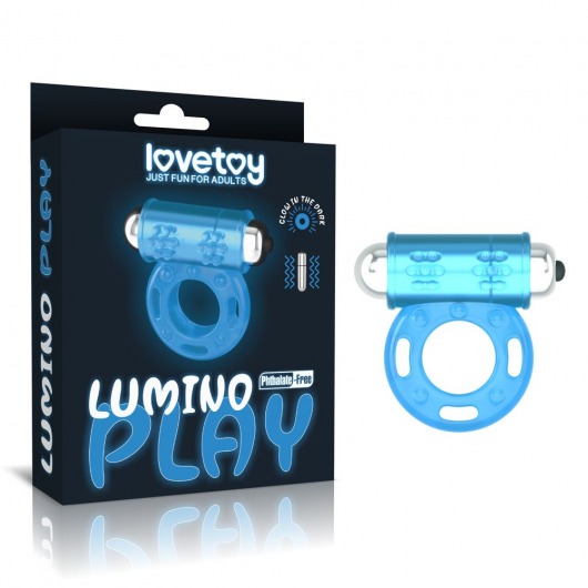 Голубое, светящееся в темноте эрекционное виброкольцо Lumino Play Vibrating Penis Ring - Lovetoy - в Севастополе купить с доставкой