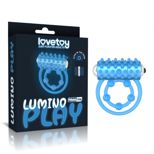 Голубое, светящееся в темноте виброкольцо Lumino Play Vibrating Penis Ring - Lovetoy - в Севастополе купить с доставкой