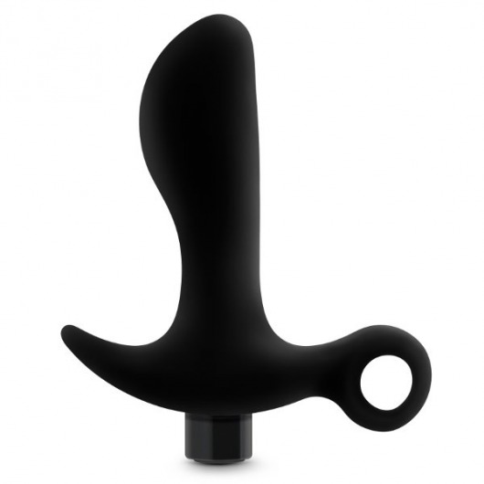 Черный анальный вибратор Silicone Vibrating Prostate Massager 01 - 10,8 см. - Blush Novelties - в Севастополе купить с доставкой