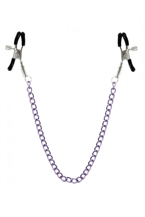Зажимы для сосков с фиолетовой цепочкой Sweet Caress Nipple Chain - Sweet Caress - купить с доставкой в Севастополе