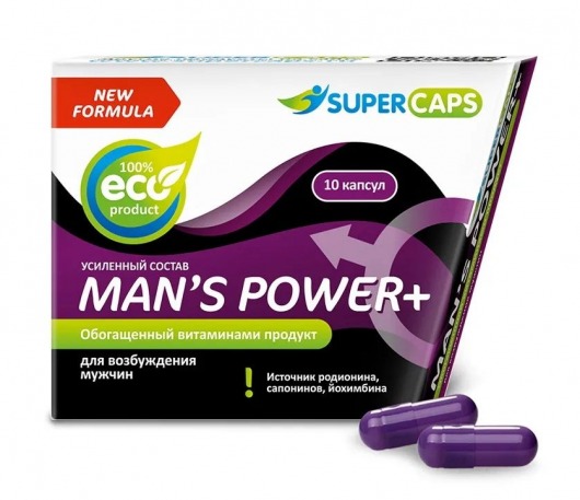 Возбуждающее средство для мужчин Mans Power plus - 10 капсул (0,35 гр.) +1 в подарок - SuperCaps - купить с доставкой в Севастополе