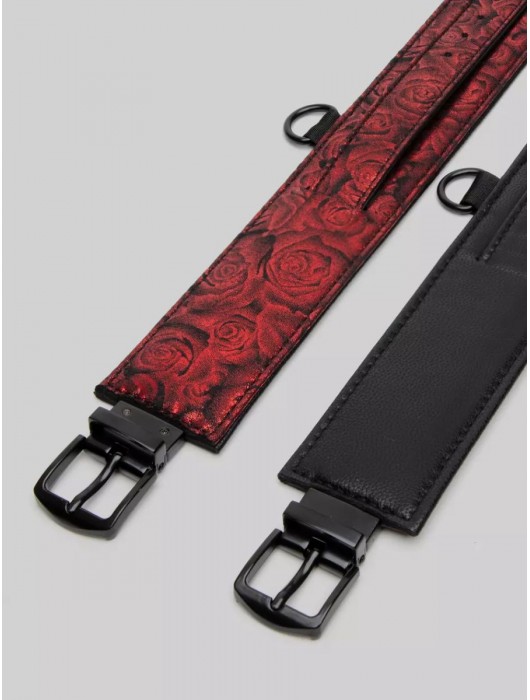 Красно-черные оковы Reversible Faux Leather Ankle Cuffs - Fifty Shades of Grey - купить с доставкой в Севастополе