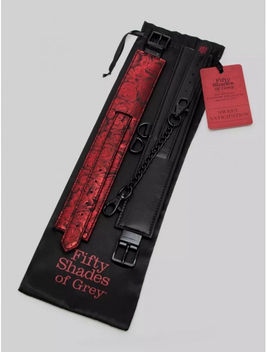 Красно-черные оковы Reversible Faux Leather Ankle Cuffs - Fifty Shades of Grey - купить с доставкой в Севастополе