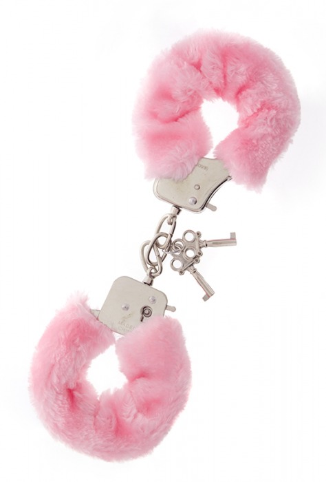 Металлические наручники с розовой меховой опушкой METAL HANDCUFF WITH PLUSH PINK - Dream Toys - купить с доставкой в Севастополе