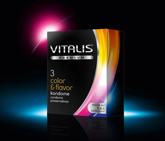 Цветные ароматизированные презервативы VITALIS PREMIUM color   flavor - 3 шт. - Vitalis - купить с доставкой в Севастополе