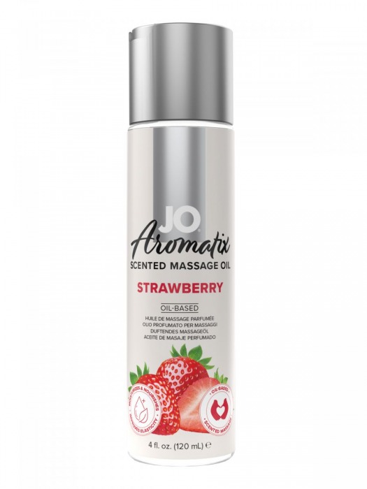 Массажное масло JO Aromatix Massage Oil Strawberry с ароматом клубники - 120 мл. - System JO - купить с доставкой в Севастополе