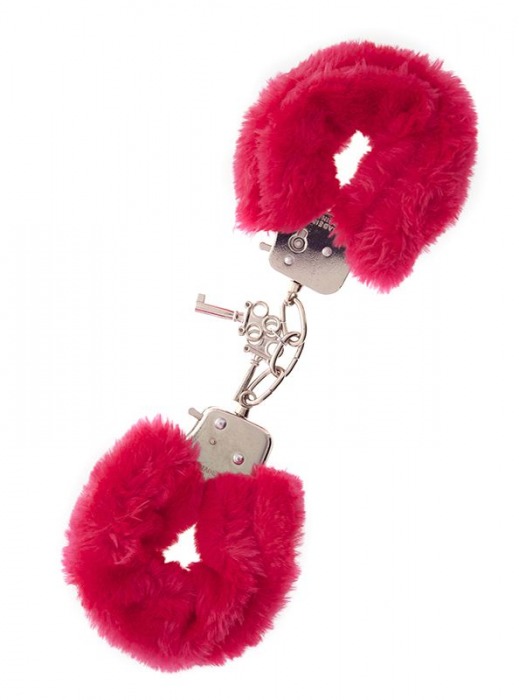 Металлические наручники с красной меховой опушкой METAL HANDCUFF WITH PLUSH RED - Dream Toys - купить с доставкой в Севастополе